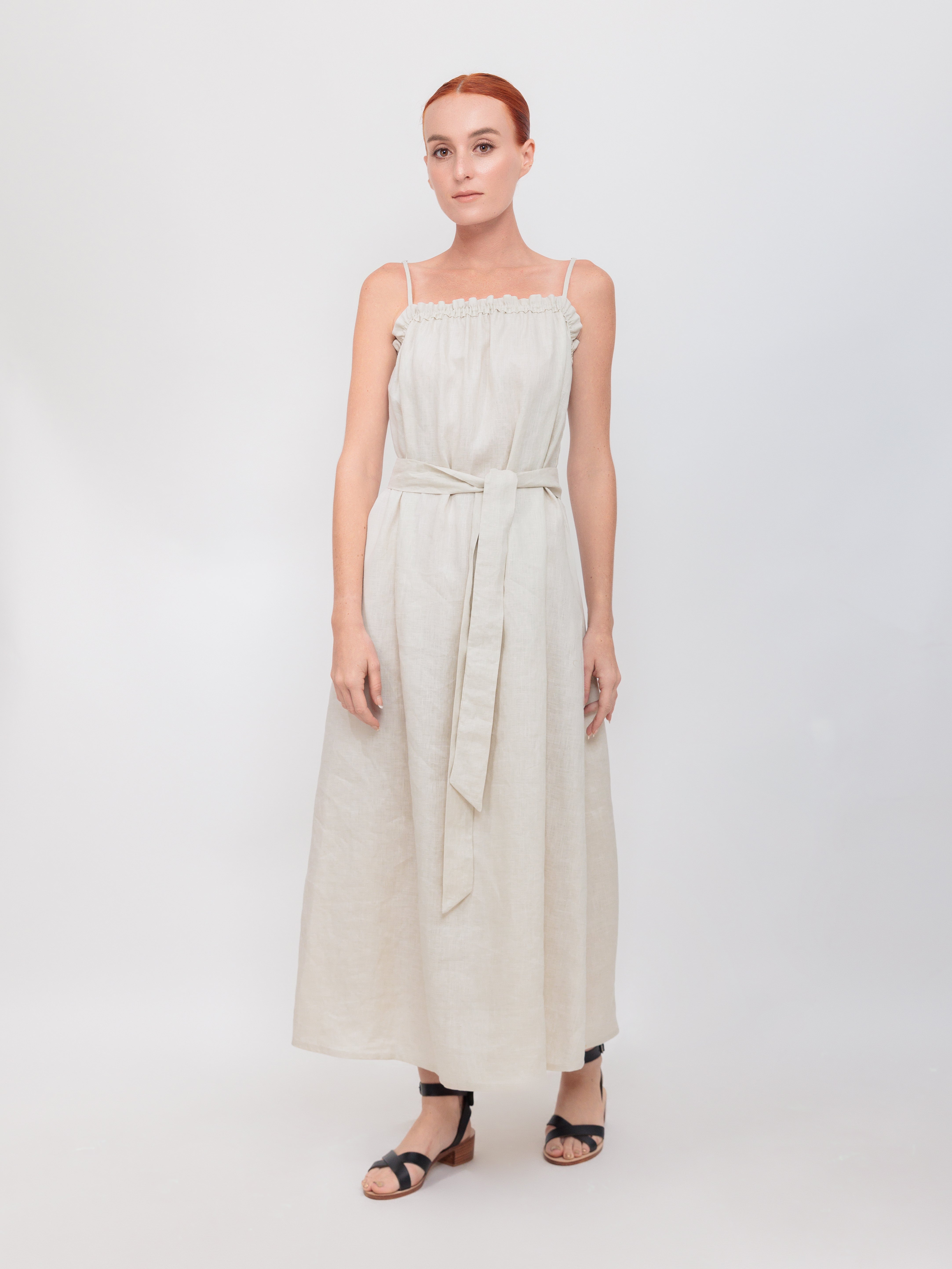 Ruffle Tank Maxi Dress in Winter White