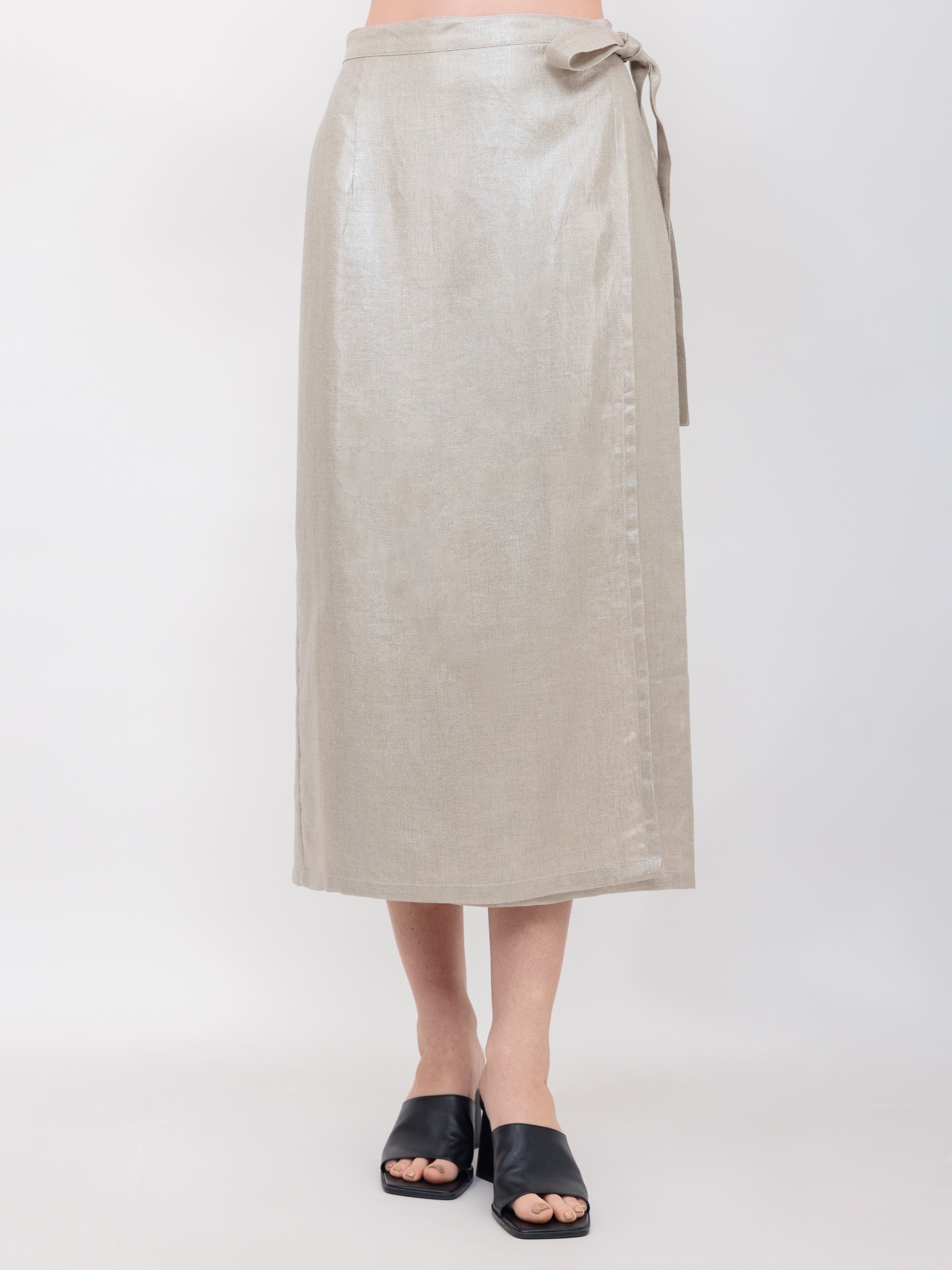 Sarong Wrap Skirt in Champagne Shimmer twill