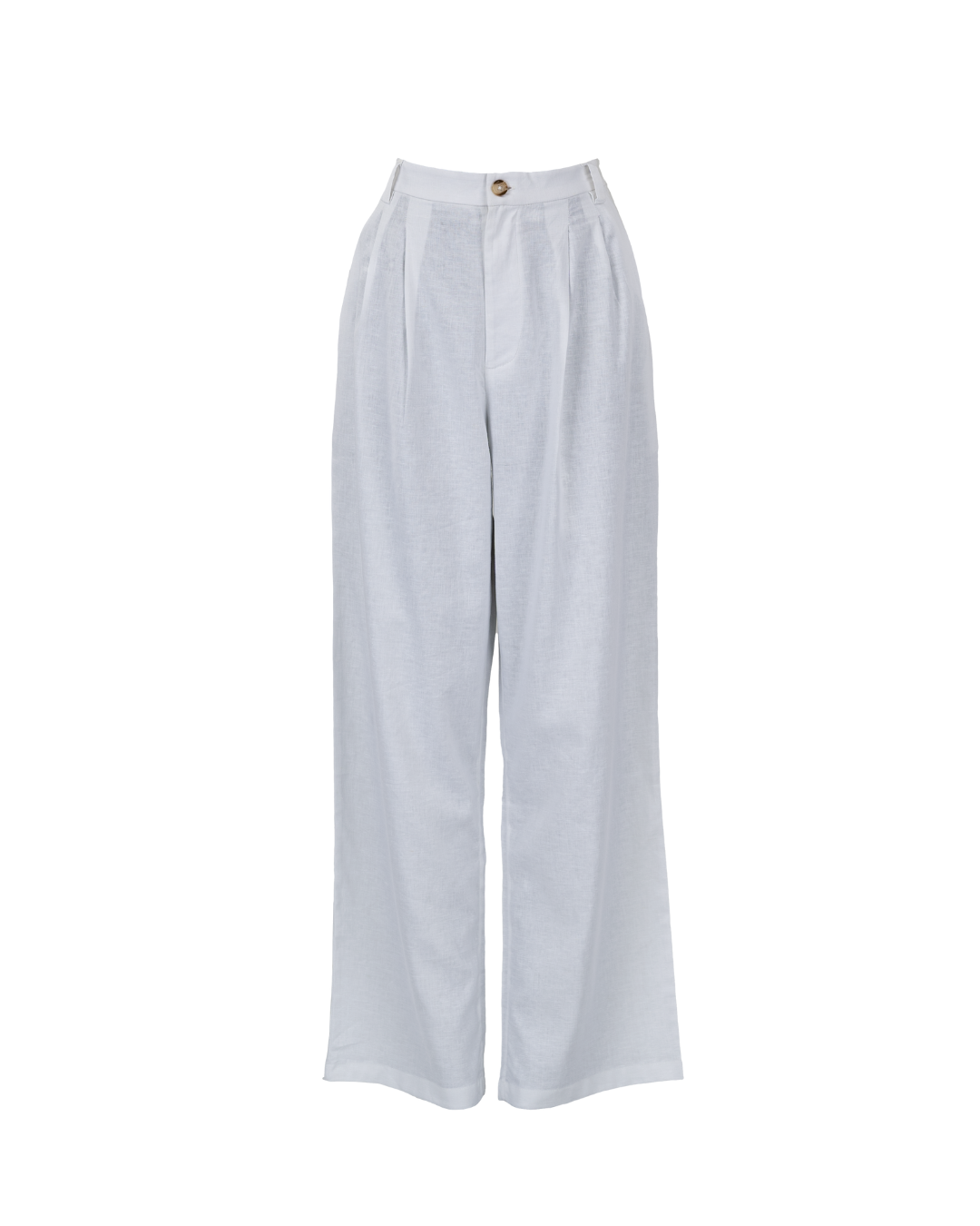High Waisted Pleated Trouser Pant in White
