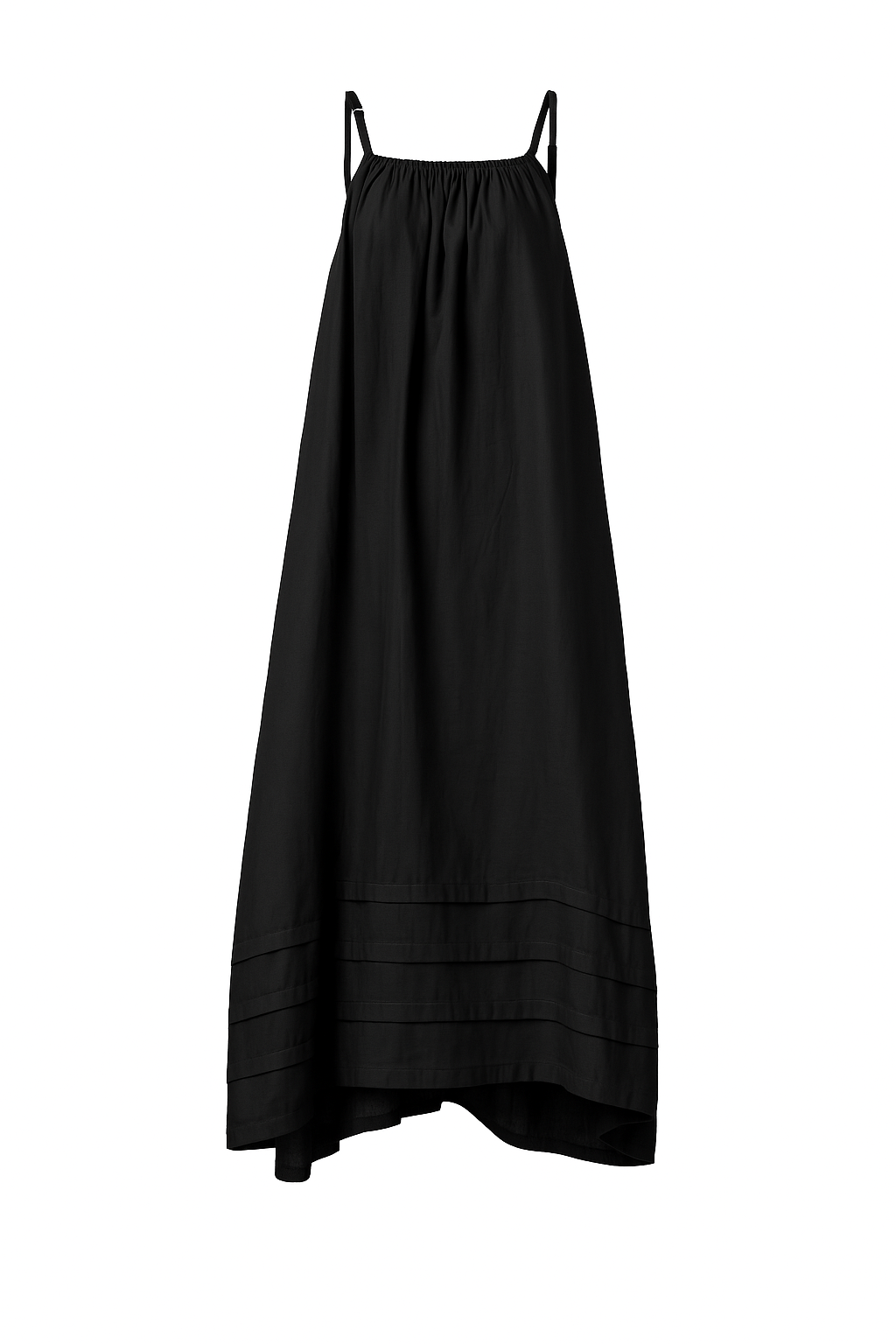 Pleated A-Line Maxi Tank Dress in Black XL / Black Pleated A-Line Maxi Tank Dress in Black XL / Black