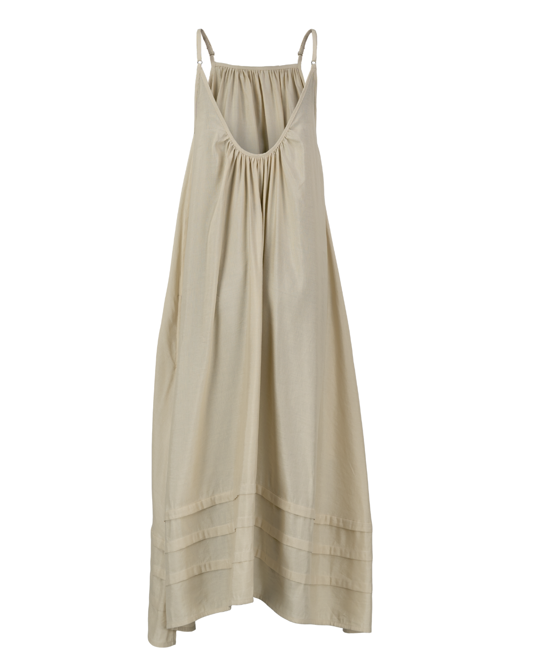 Pleated A-Line Maxi Tank Dress in Cream