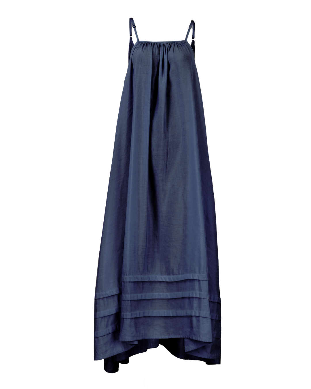 Pleated A-Line Maxi Tank Dress in Navy