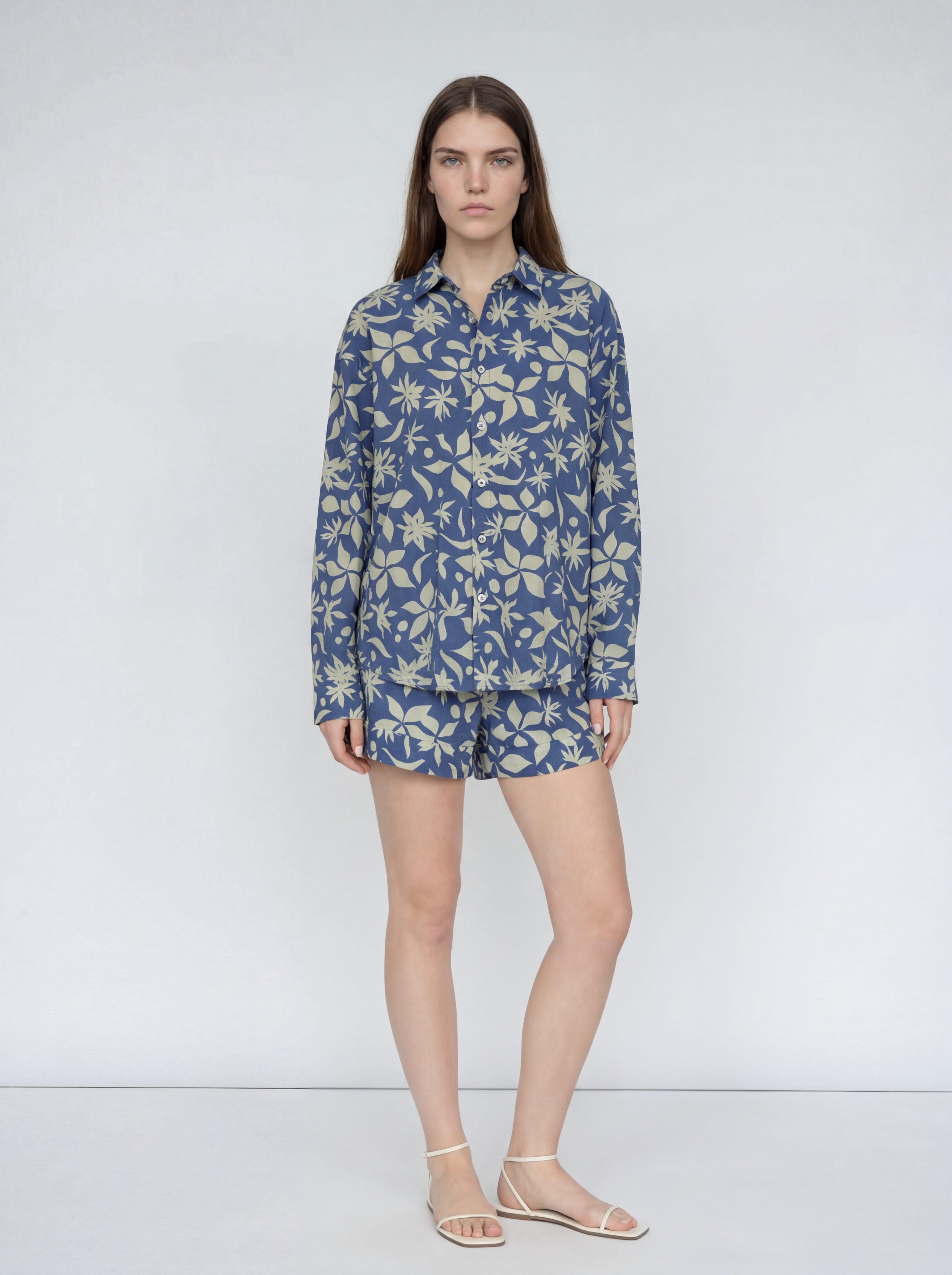 Oversized Button Down in Blue Floral