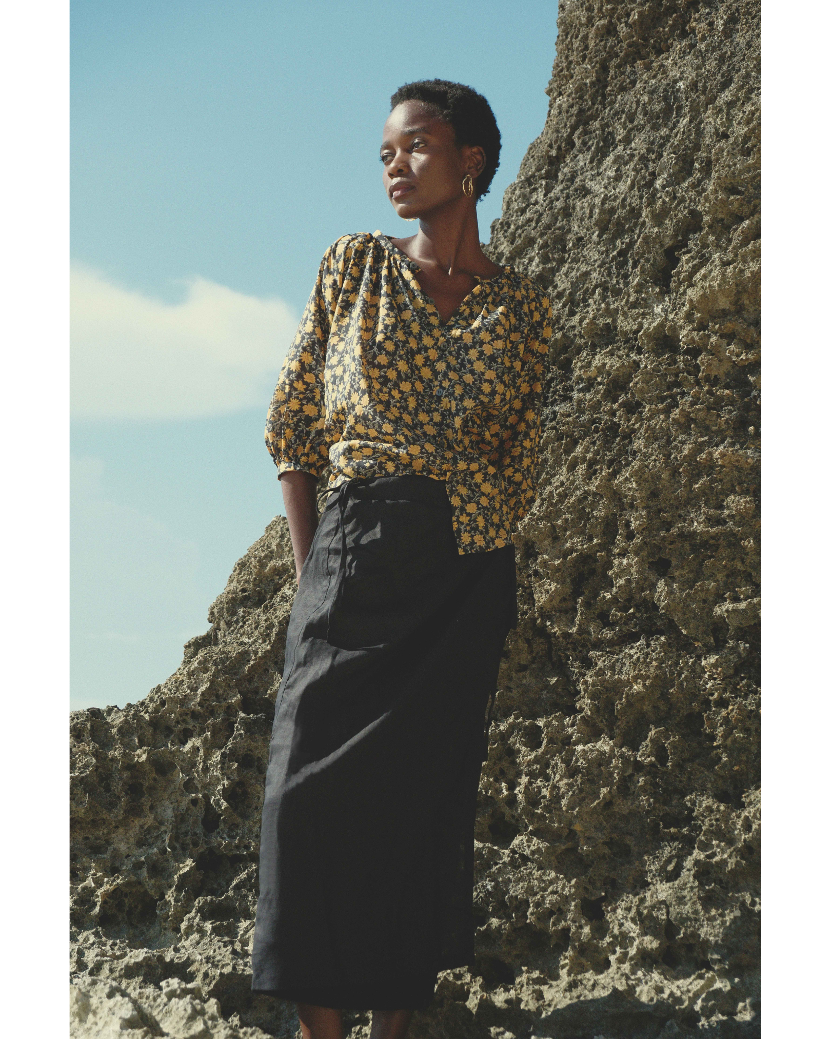 Button-Down Top in Orange Floral