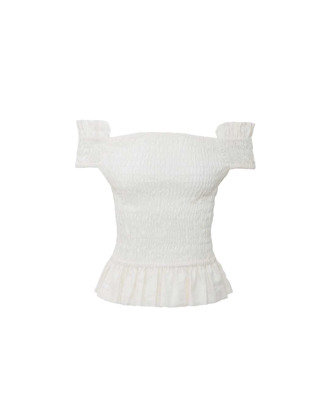 Off-the-Shoulder Big Ruffle Hem Top in White