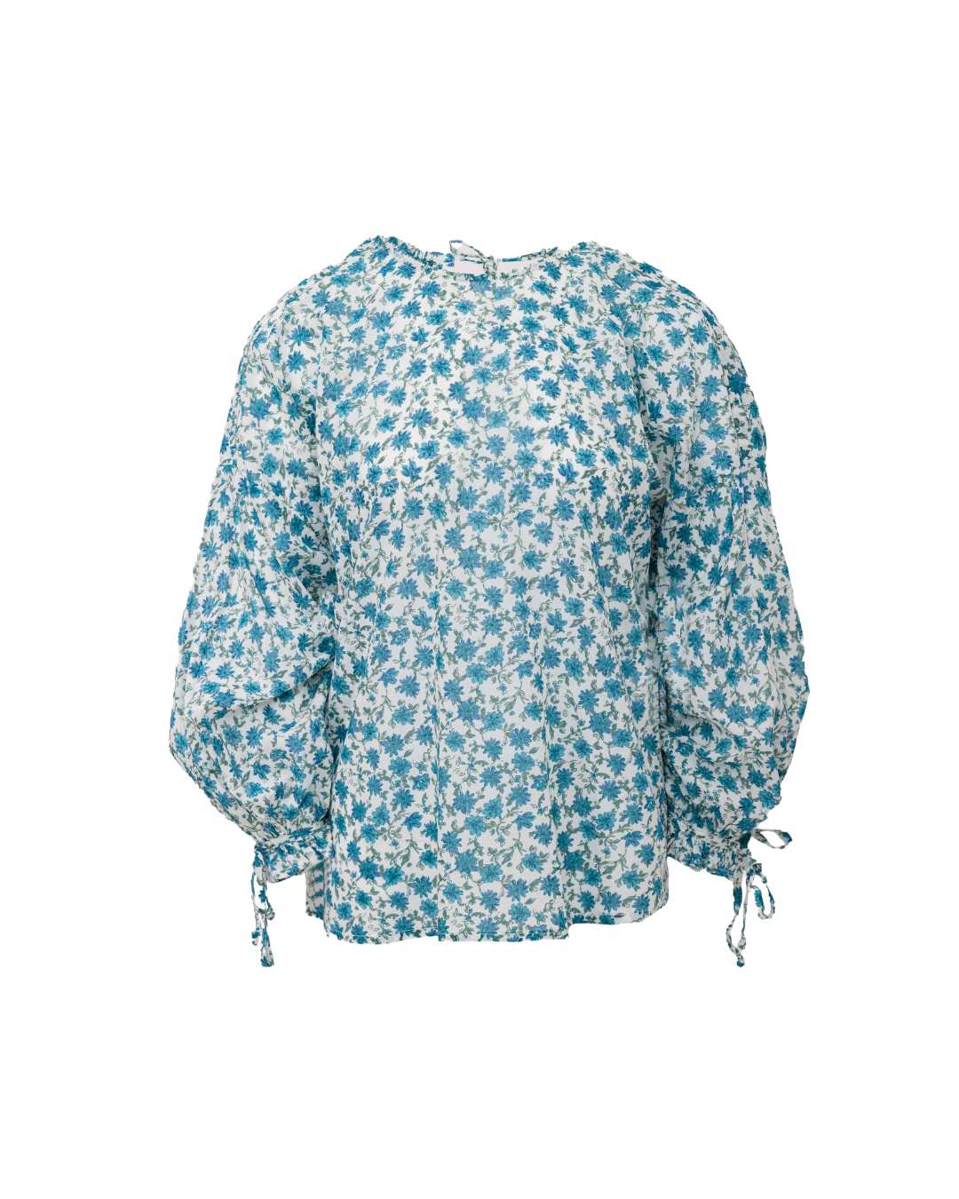 3 Tie-Top in Blue Floral Cotton Gauze