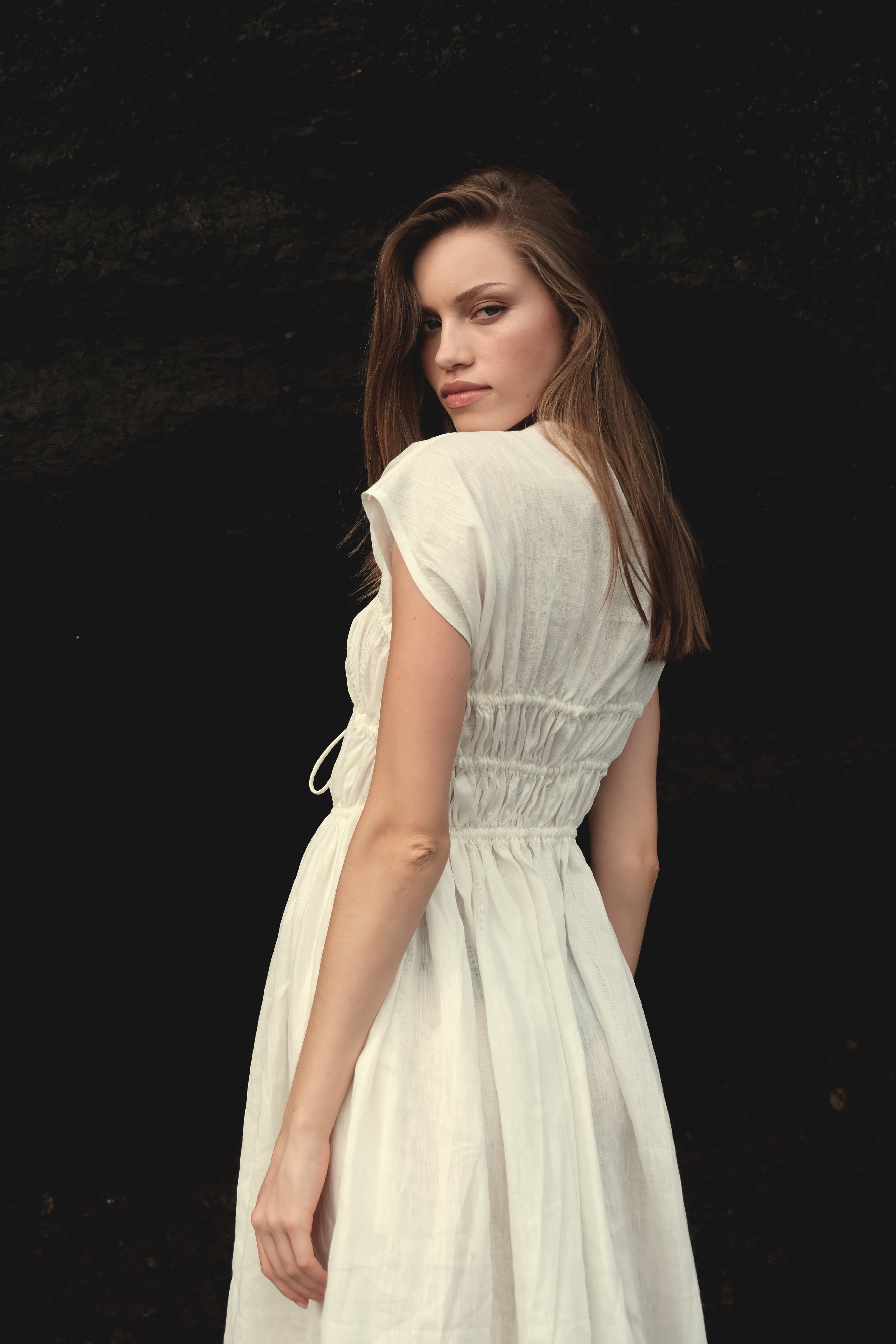 3-Tier Bias Cut Dress in White