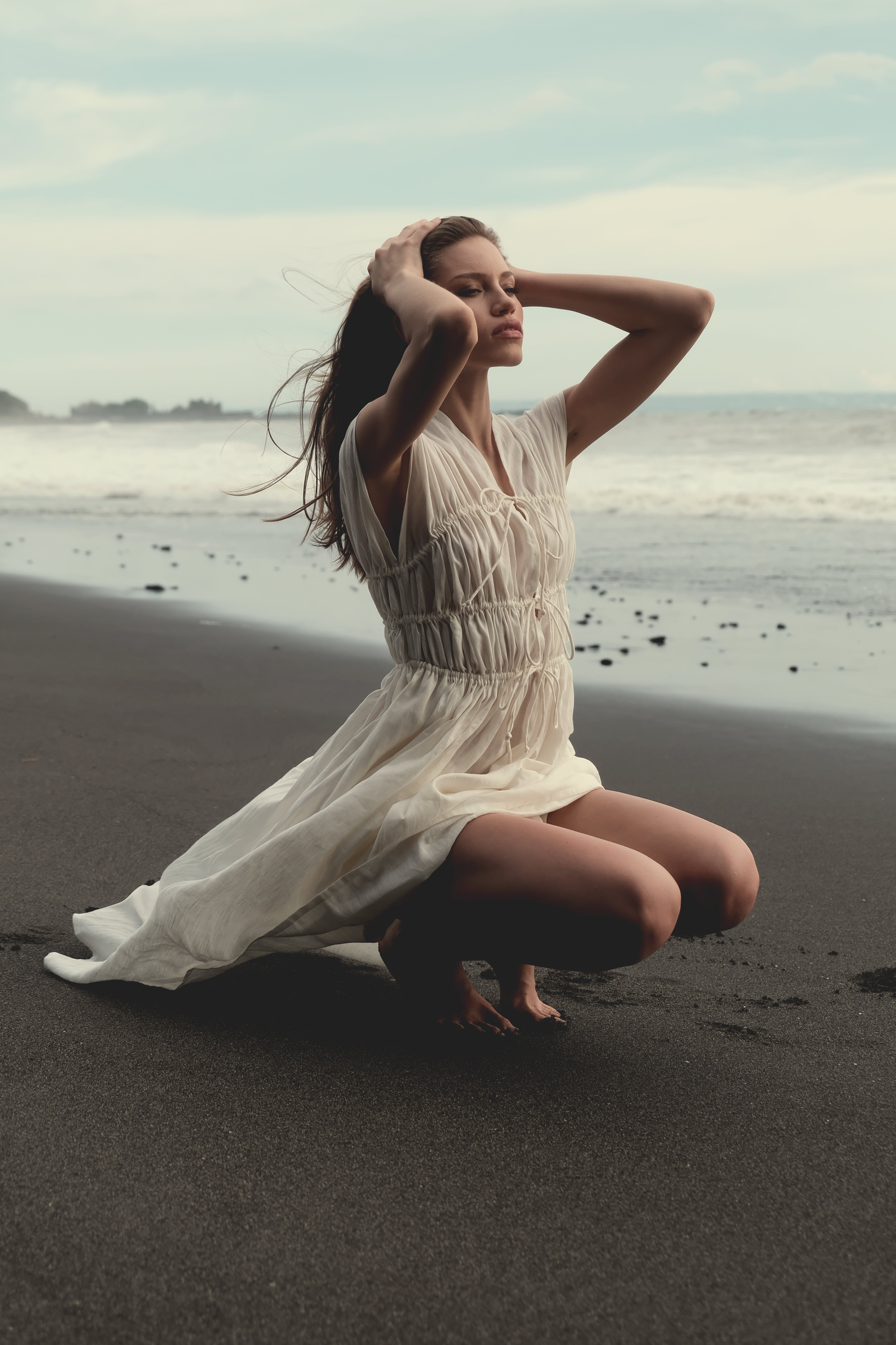 3-Tier Bias Cut Dress in White