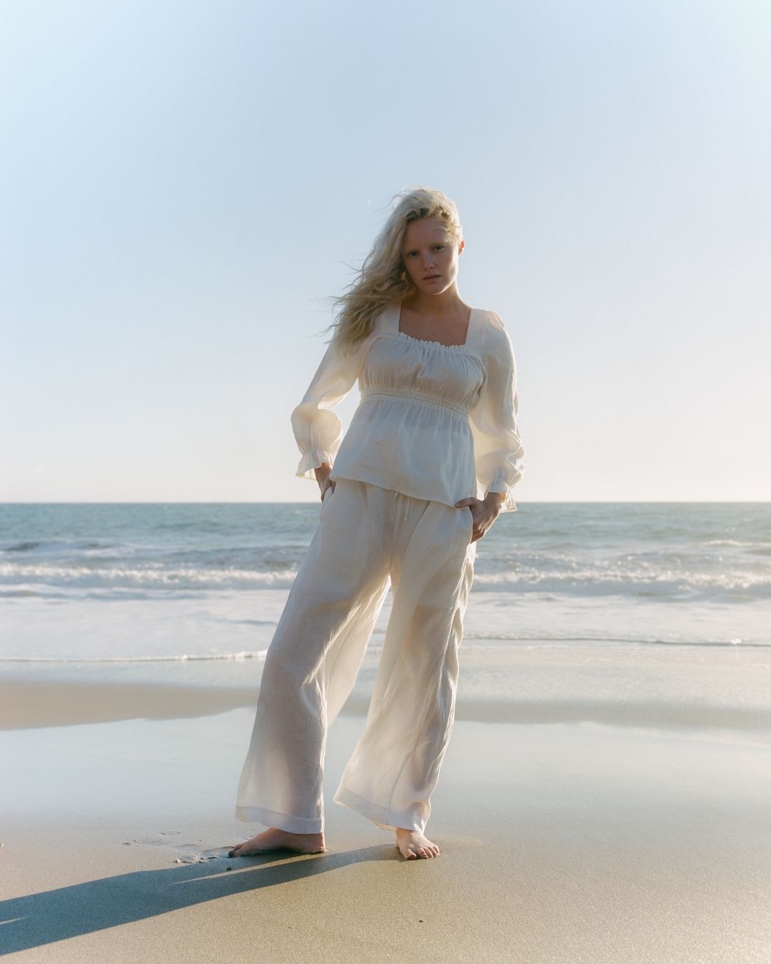 Peasant Top in White