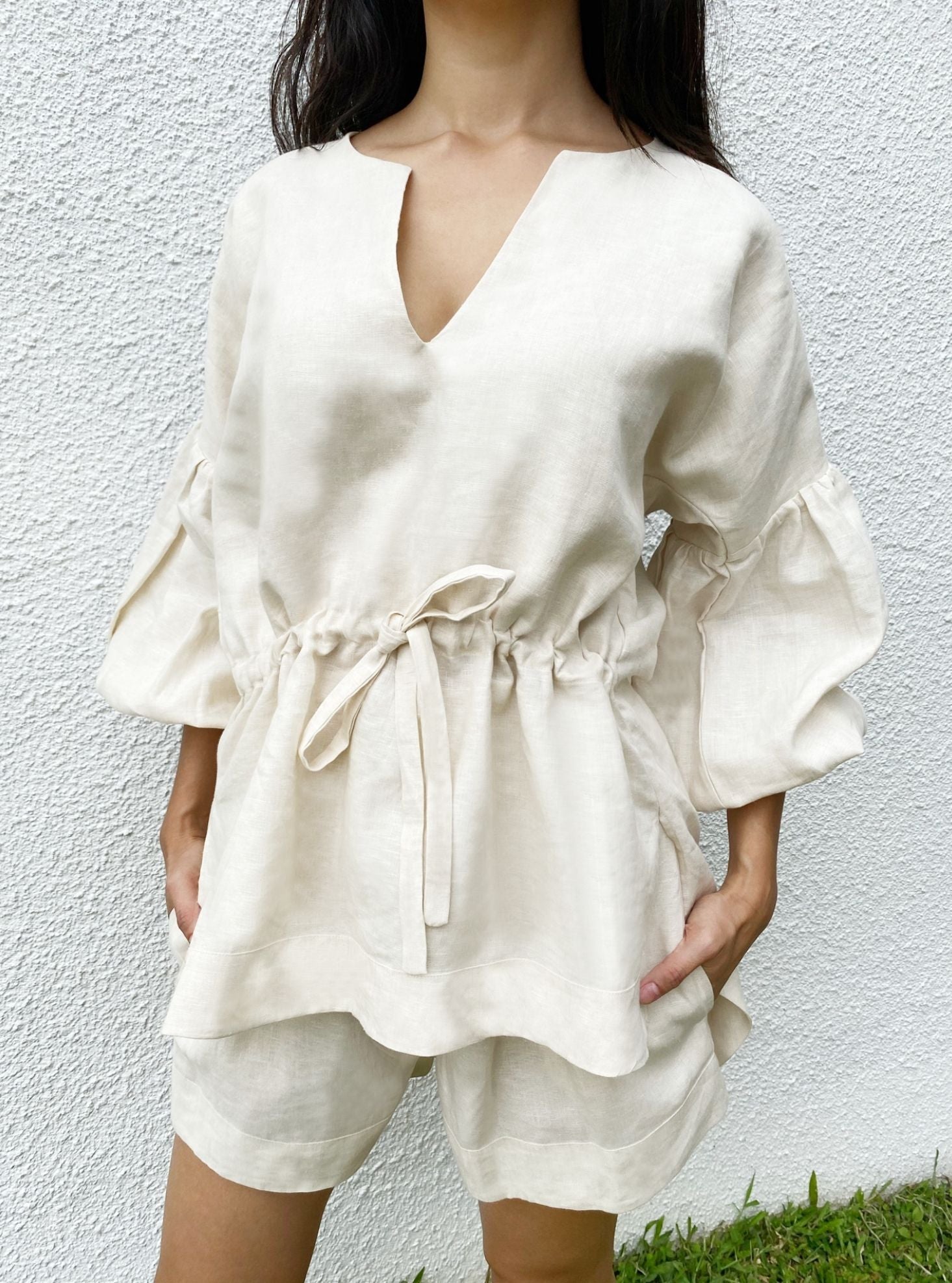 Koh Rong Linen Lounge Top in White