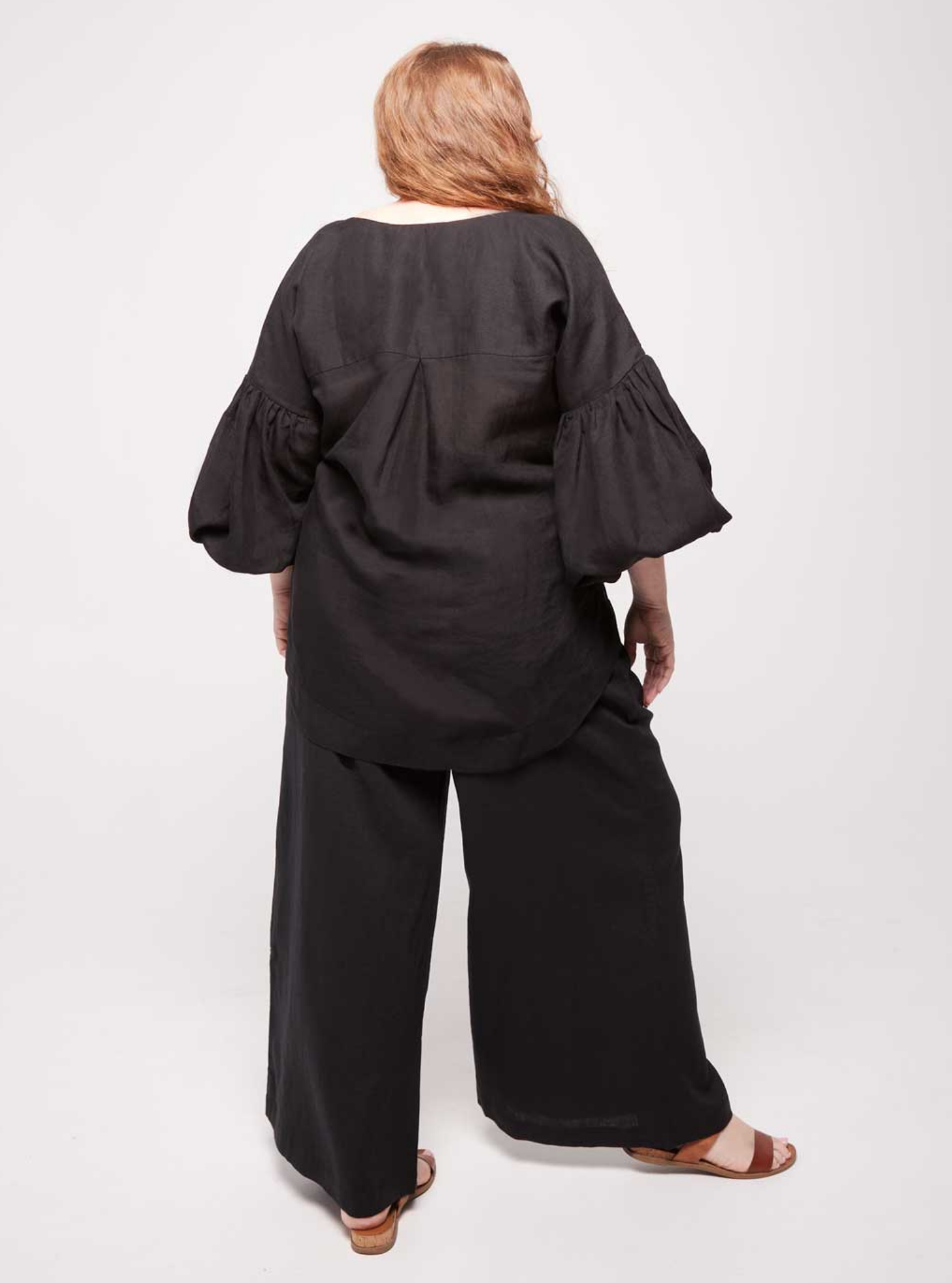 Kampot Linen High Waisted Lounge Pant in Black