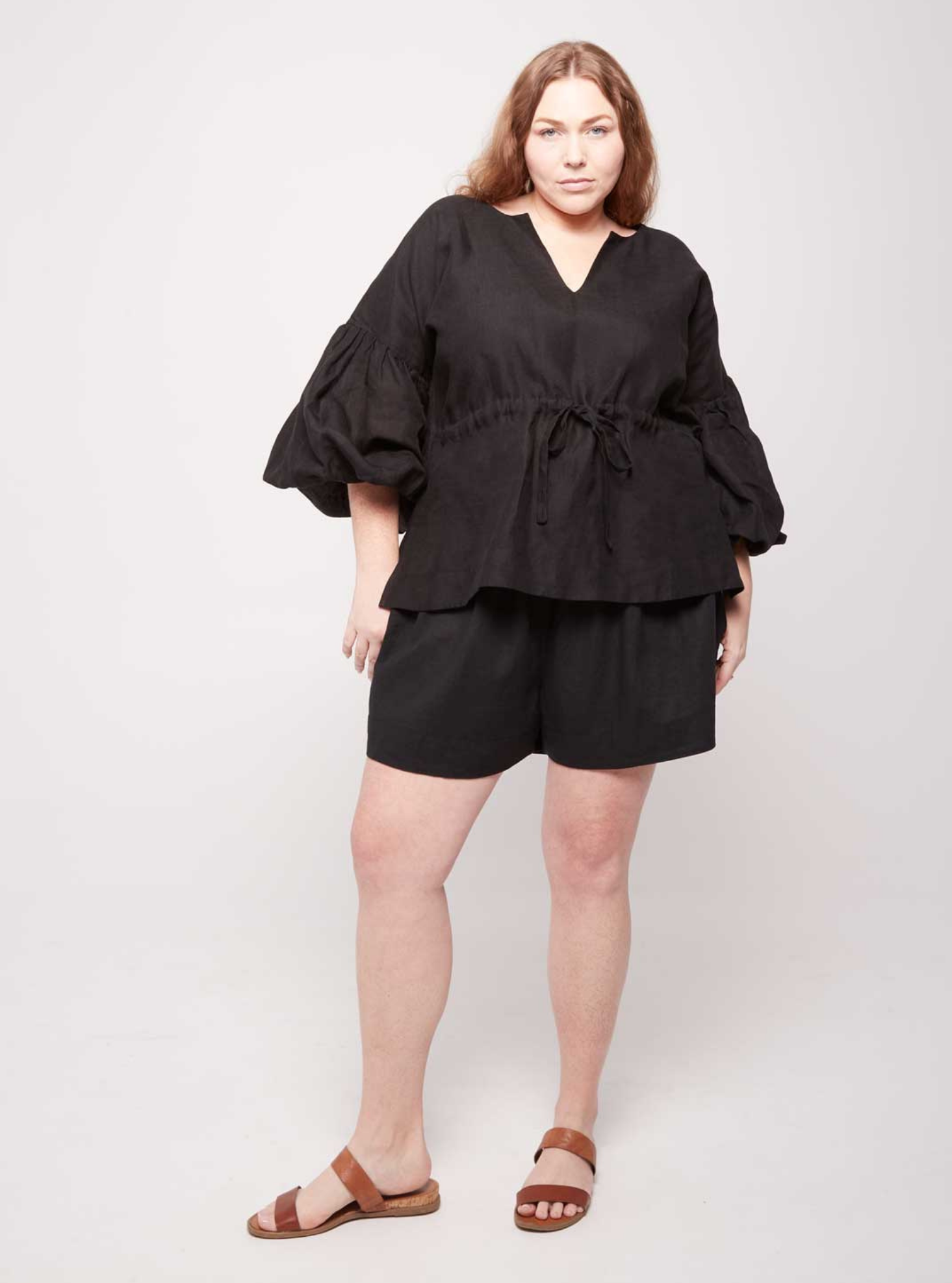 Koh Rong Linen Lounge Top in Black