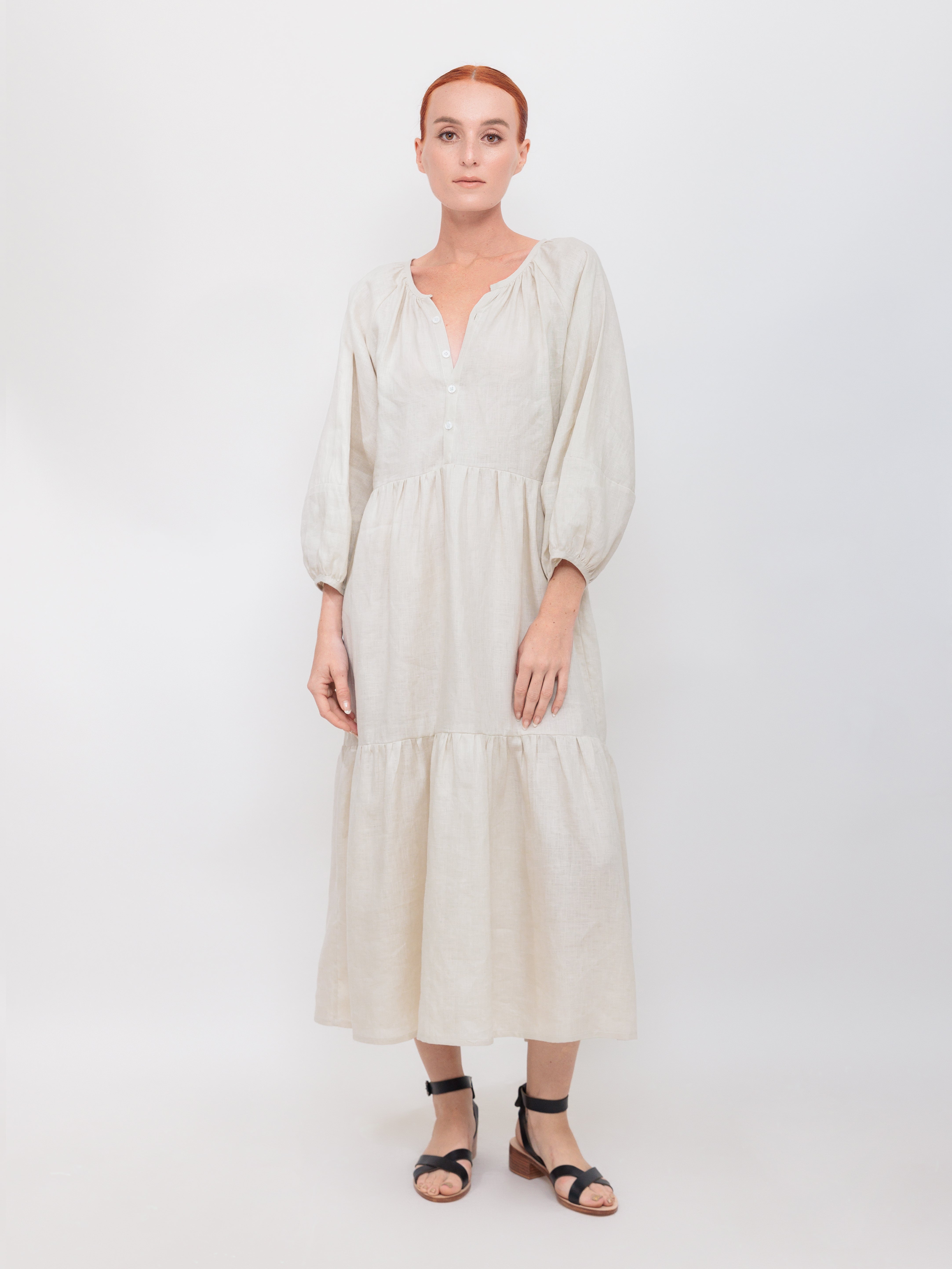 Button Down Midi Dress in Winter White