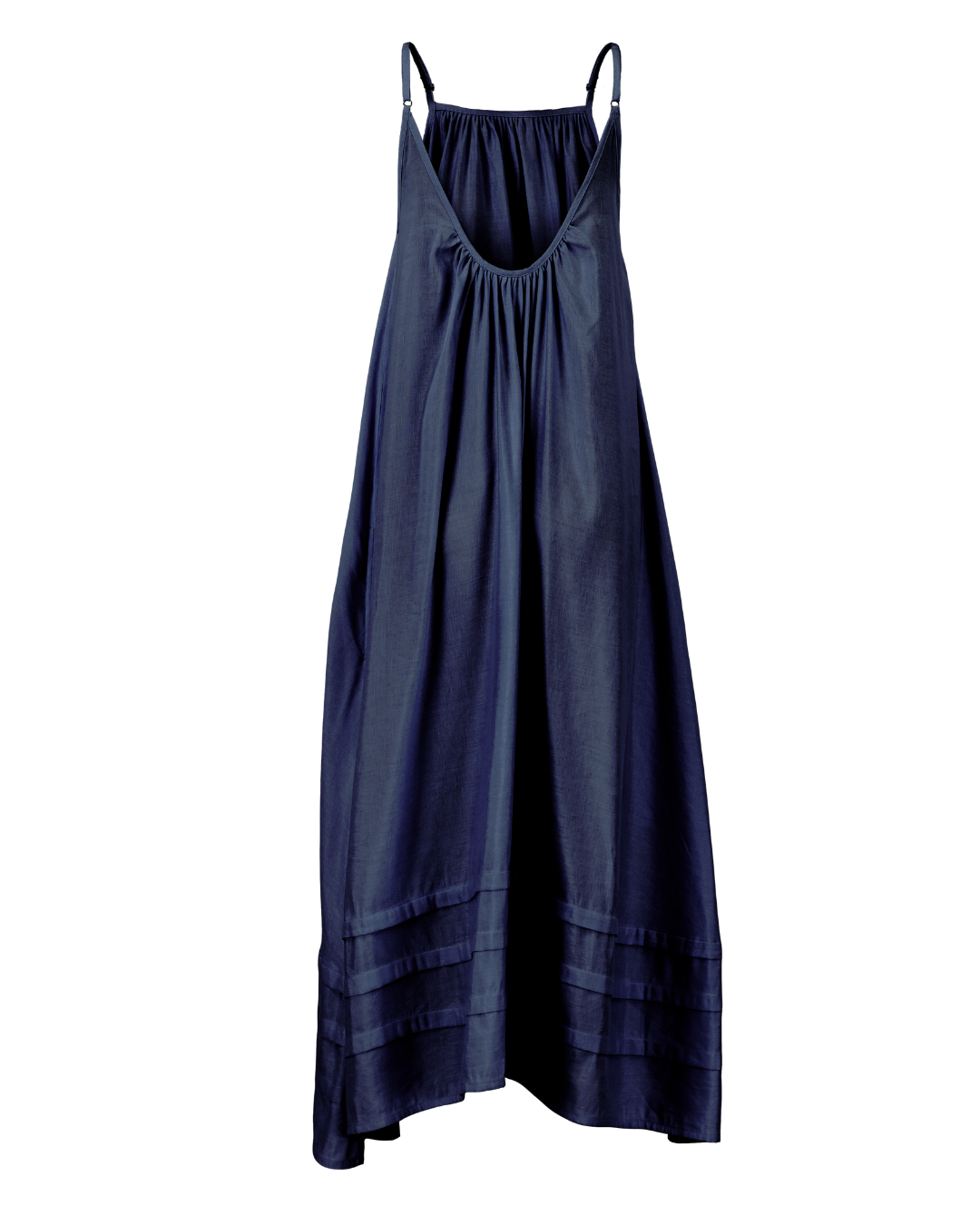 Pleated A-Line Maxi Tank Dress in Navy