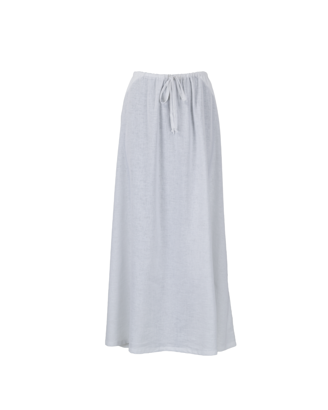 Elastic Drawstring Maxi Skirt in White