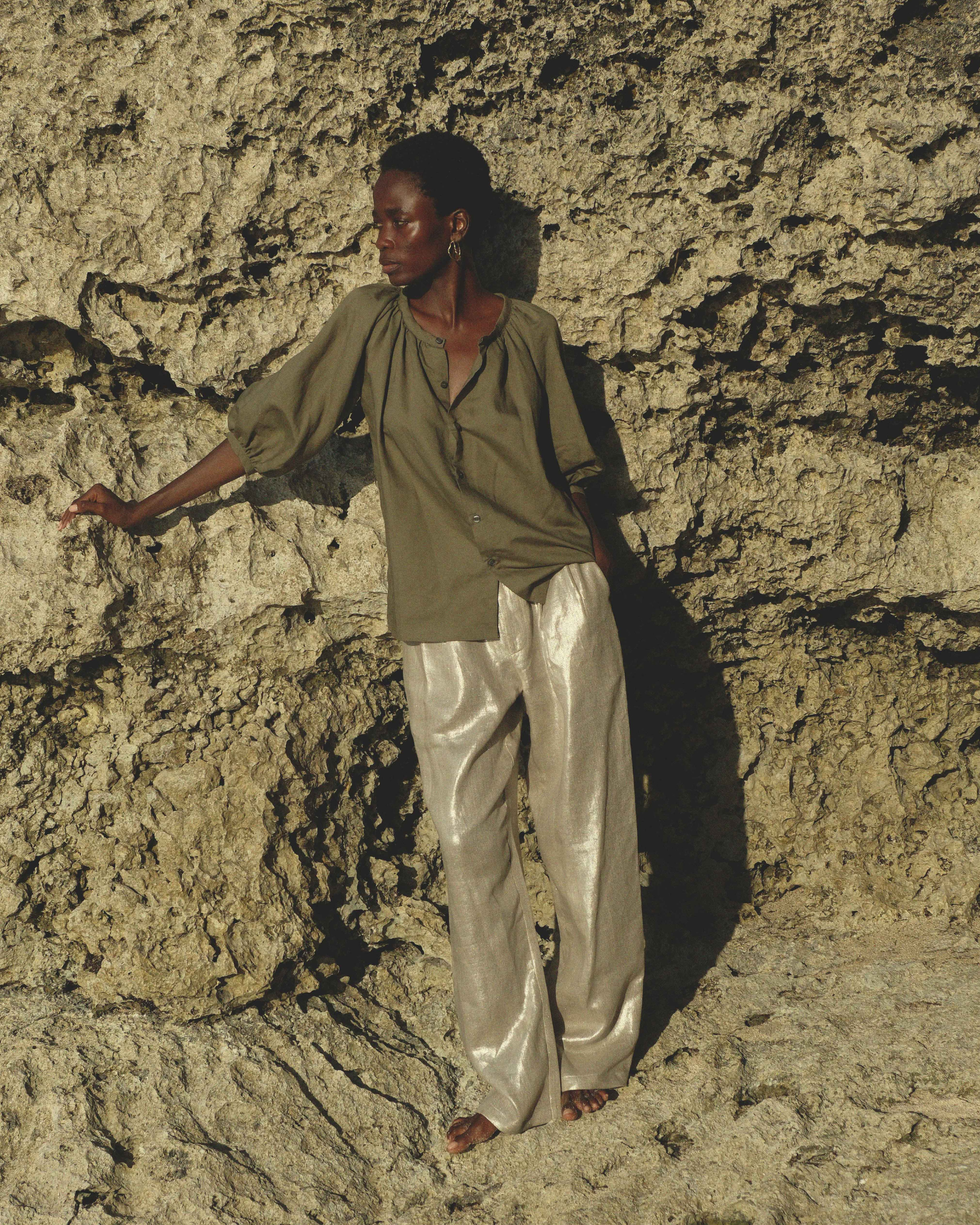 Button-Down Top in Army Green