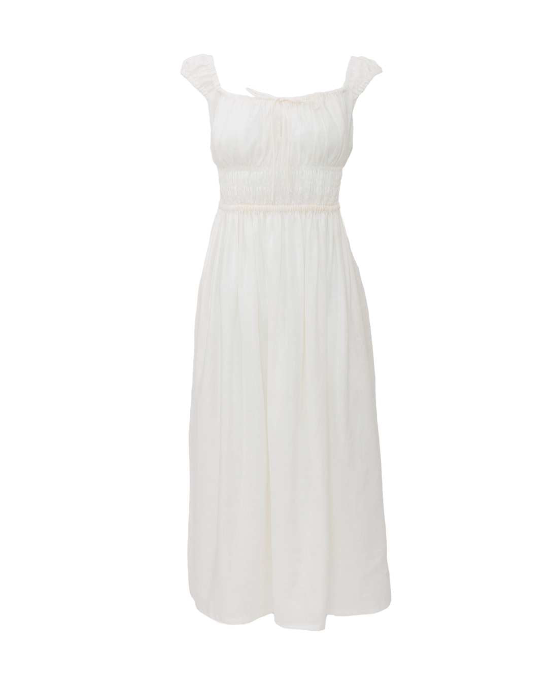 Gathered Bust Dress in White