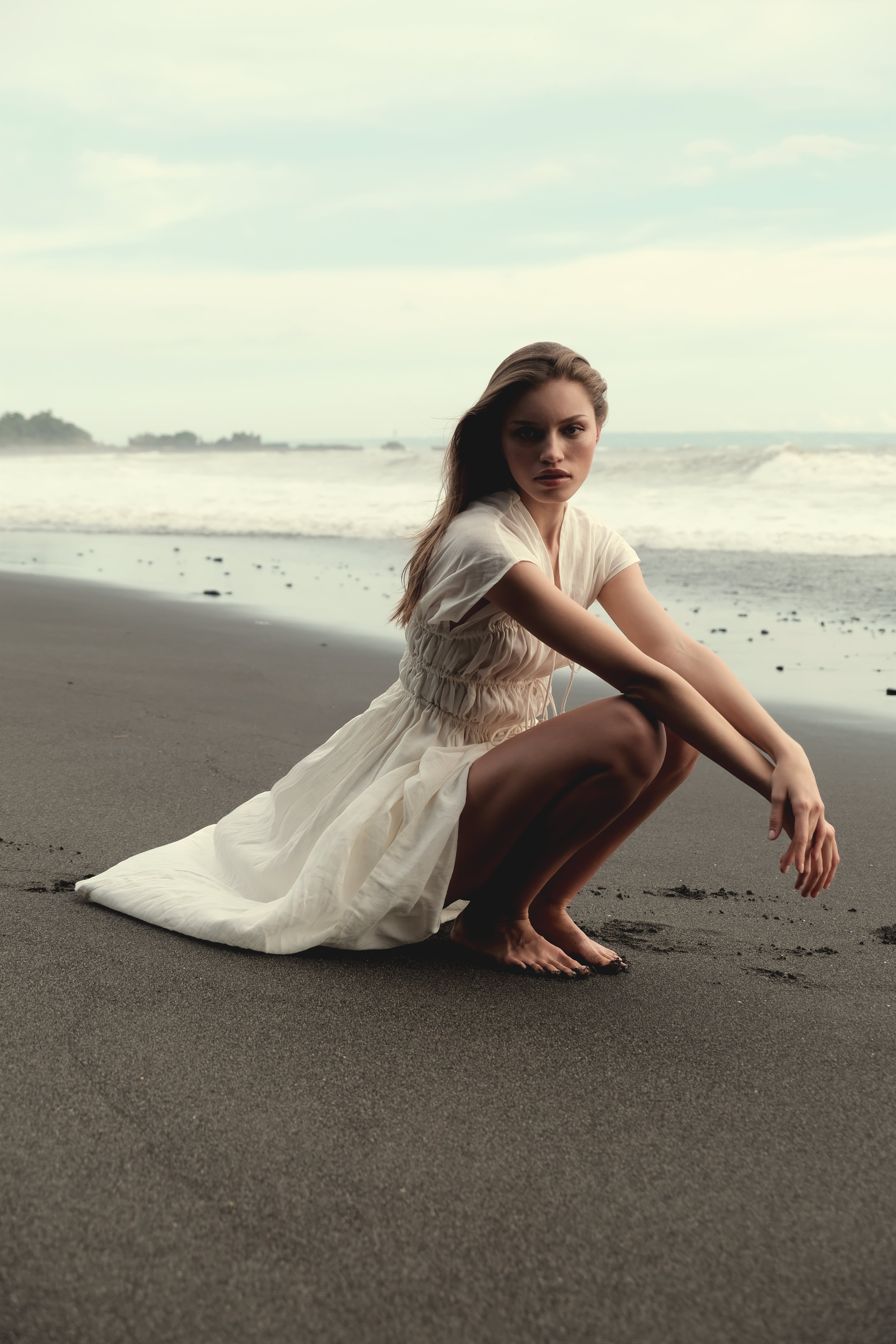 3-Tier Bias Cut Dress in White