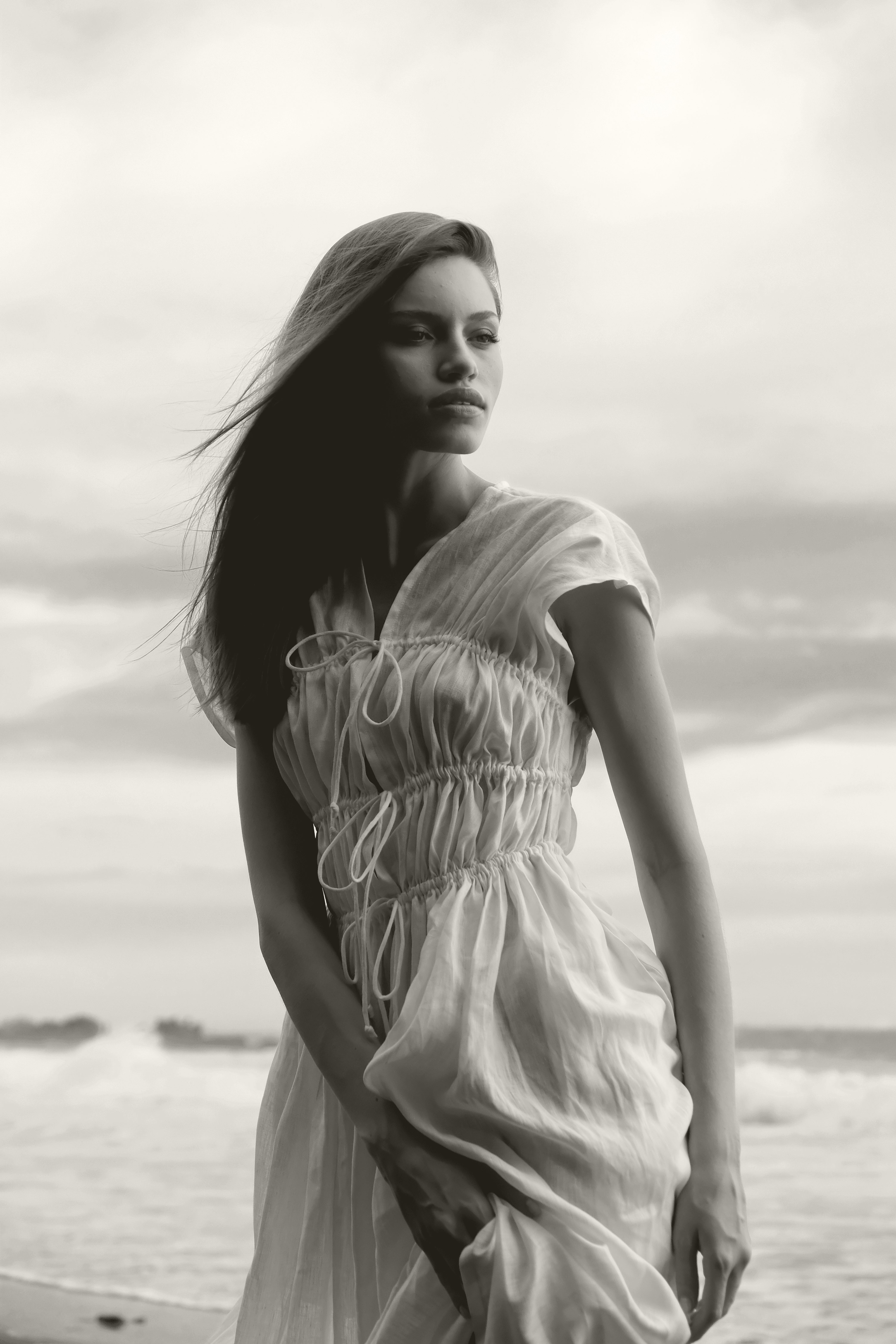 3-Tier Bias Cut Dress in White