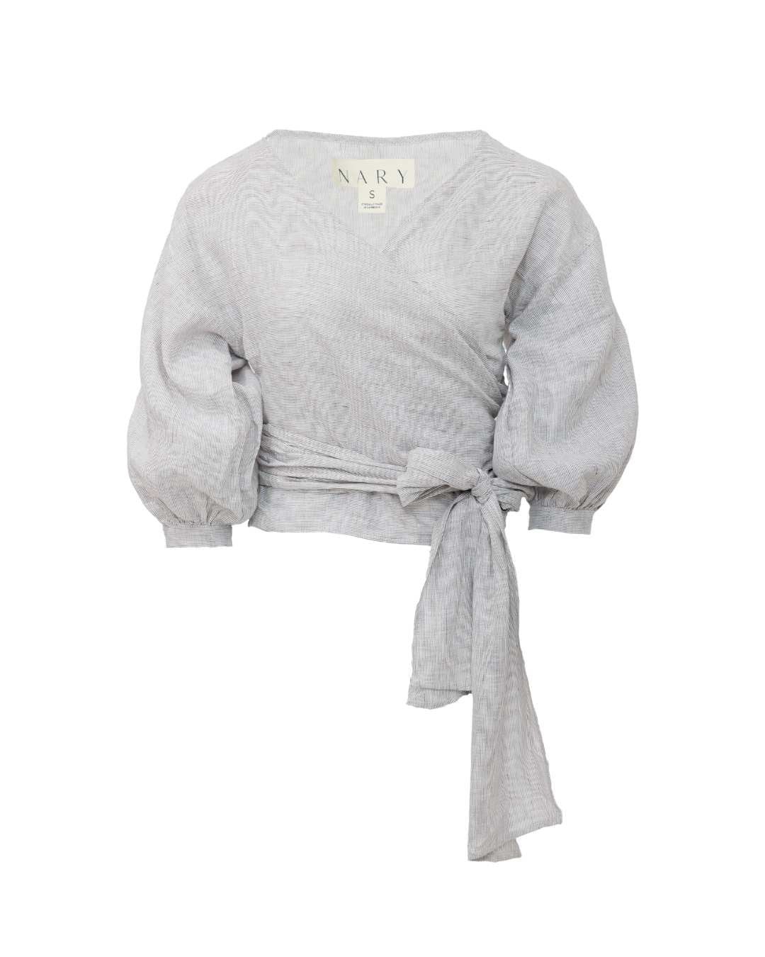 Wrap Top in Gray Stripe