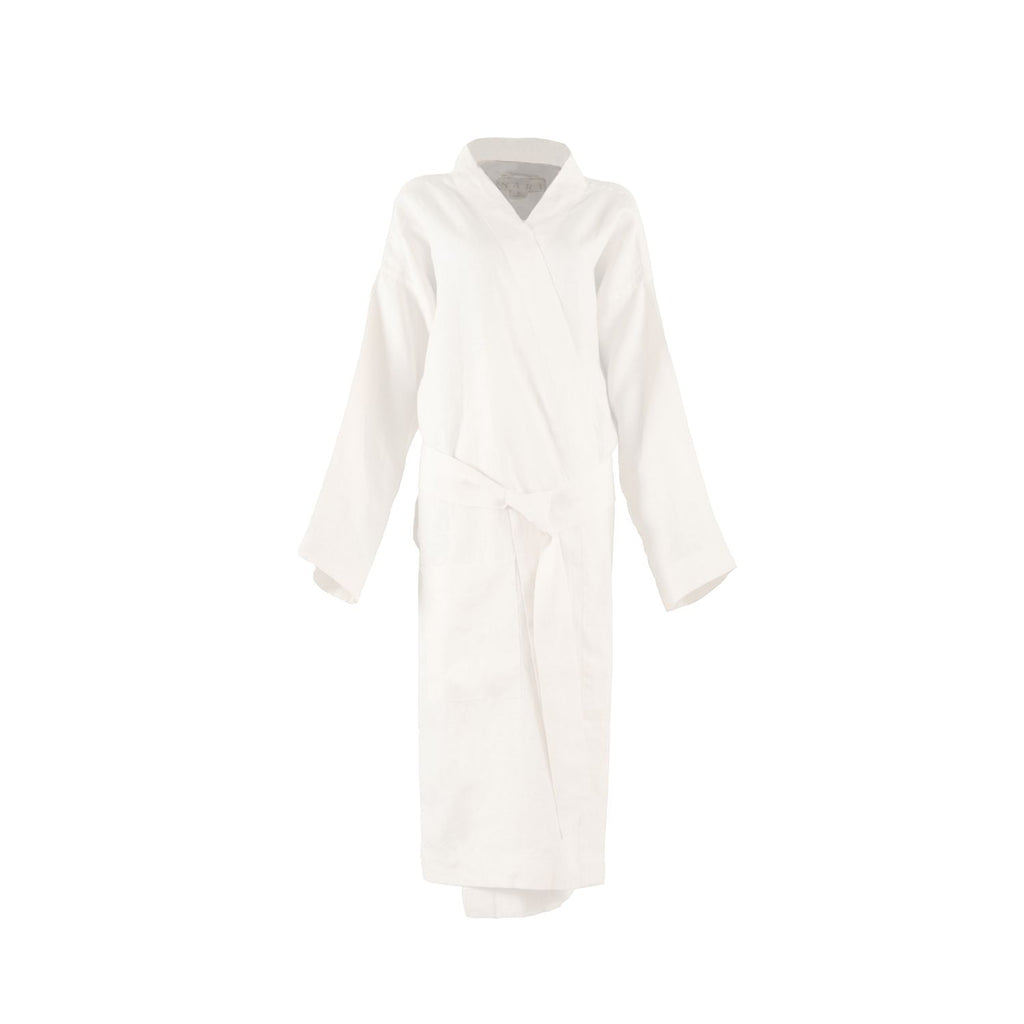 Unisex Bokor Linen Robe in White