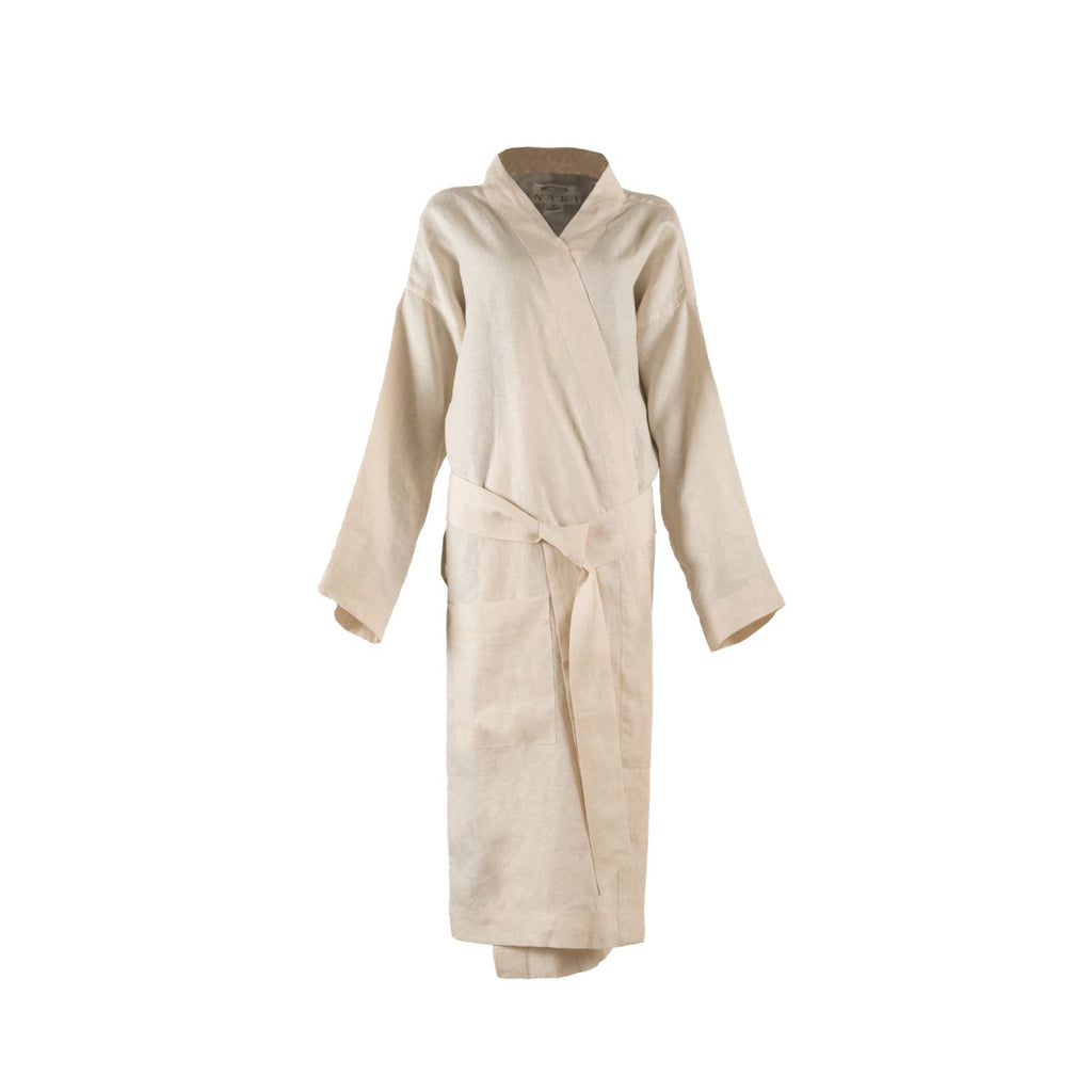 Unisex Bokor Linen Robe in Tan