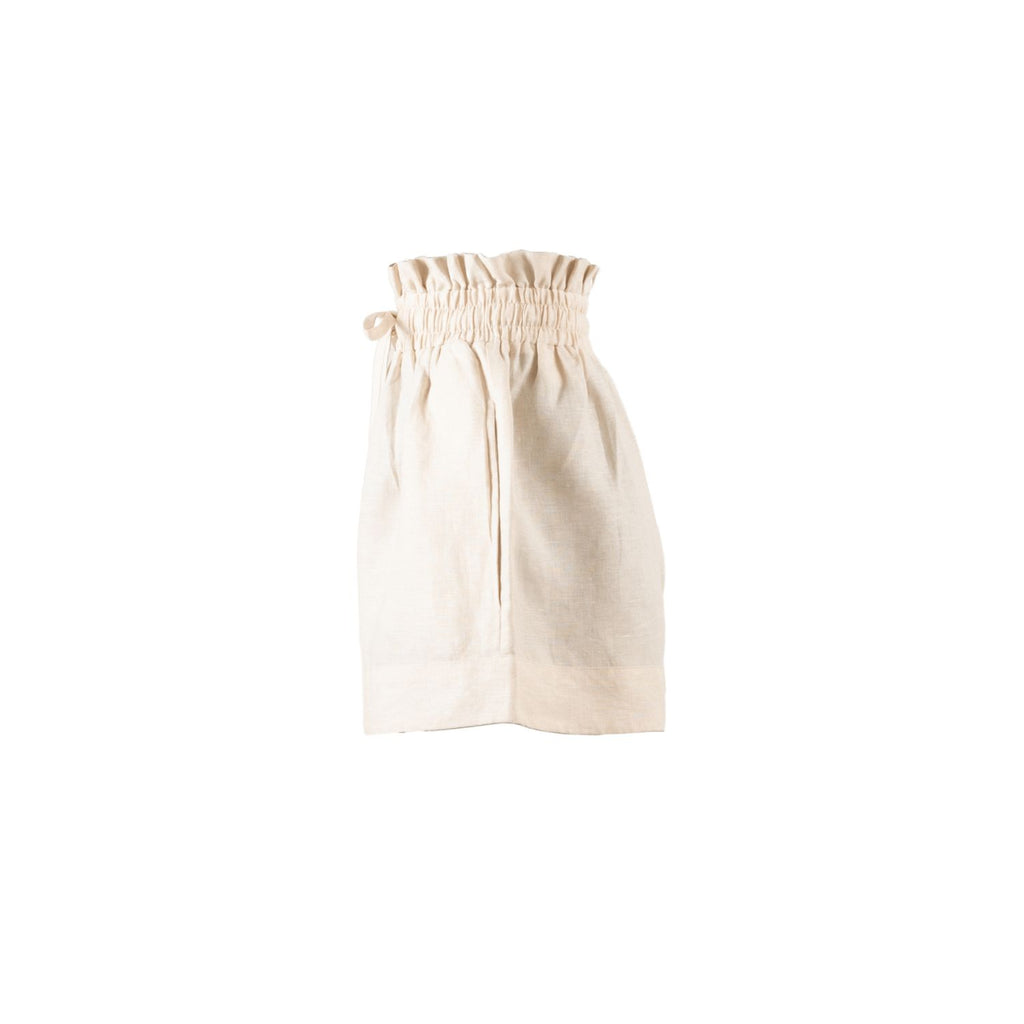 Kep Linen High Waisted Lounge Short in Tan