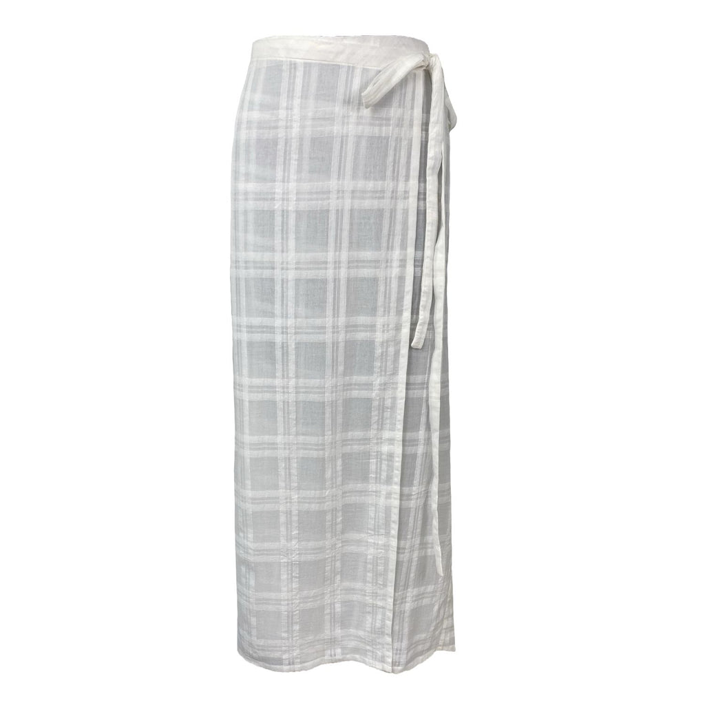 Sarong Wrap Skirt in White Windowpane