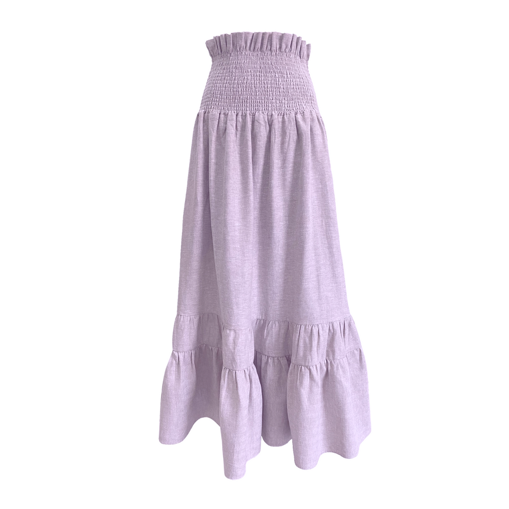 Shirred Maxi Skirt in Lilac