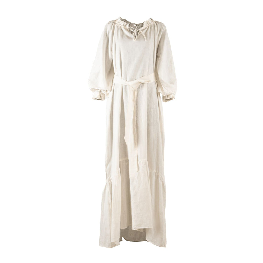 Song Saa Maxi Linen Lounge Dress in Bright White