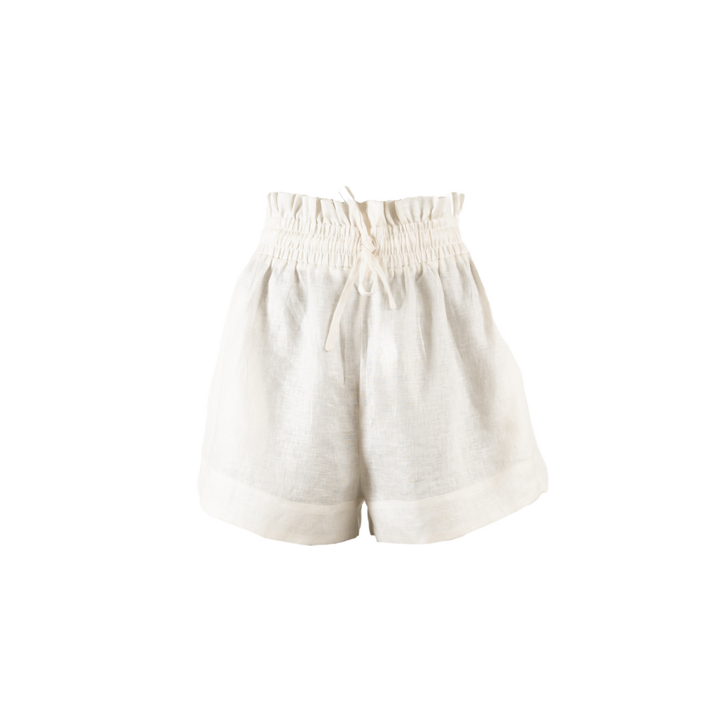Kep Linen High Waisted Lounge Short in Bright White