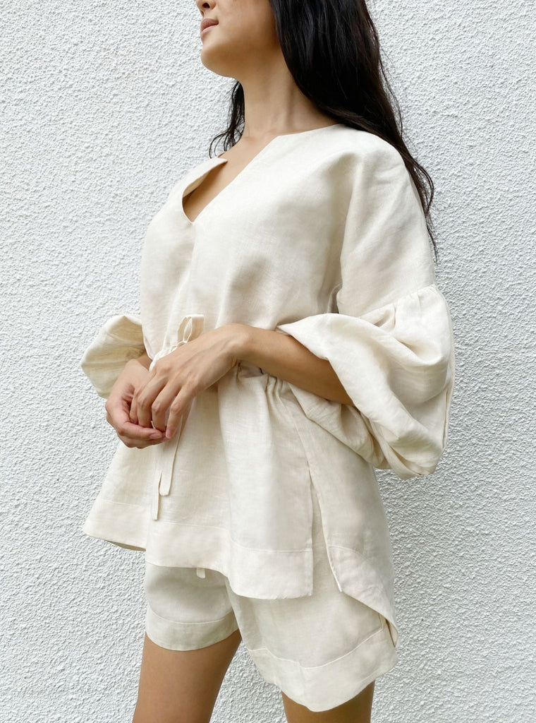 Koh Rong Linen Lounge Top in Tan
