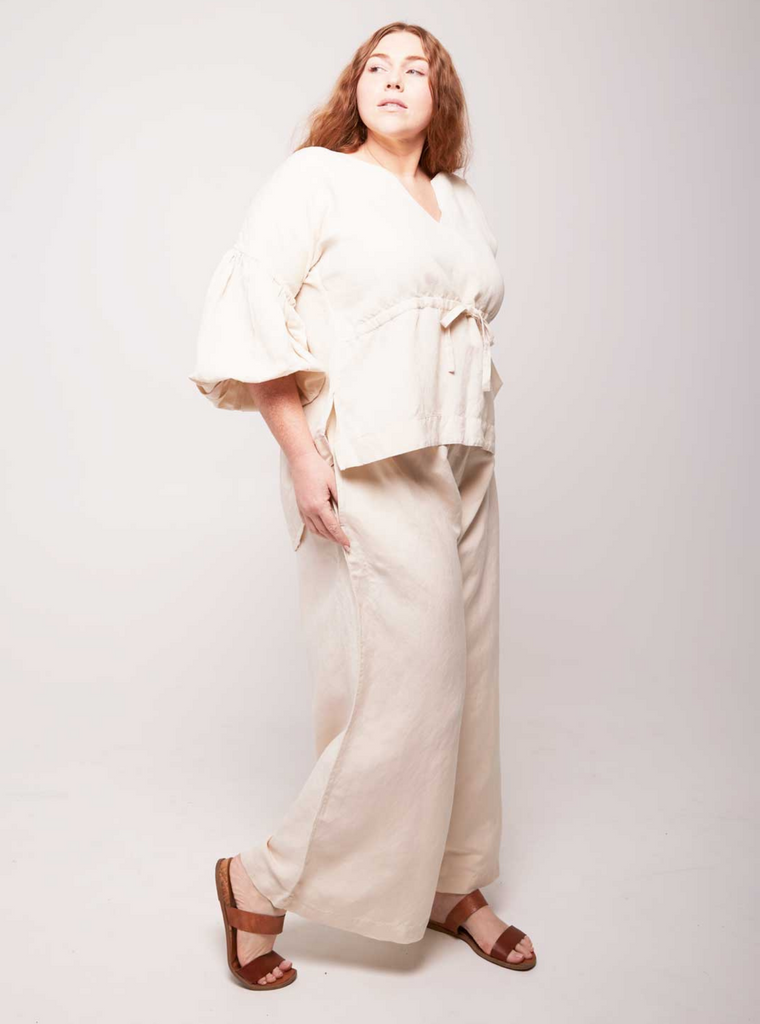 Kampot Linen High Waisted Lounge Pant in White